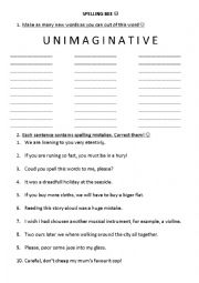 English Worksheet: Spelling Bee ;)