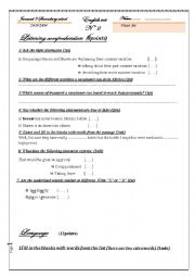 English Worksheet: english test N2 for 3r level 