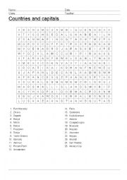 English Worksheet: Countries and capitals