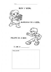 English Worksheet: Boy/Girl