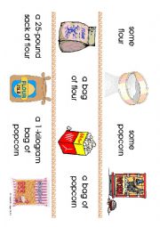 English Worksheet: Countable Uncountable and Containers flash cards 7-12 of many.