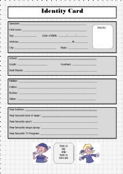 English Worksheet: Id Card