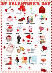 English Worksheet: St  Valentines day : pictionary