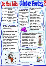 English Worksheet: Do You Like Winter Poetry?