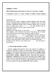 English Worksheet: End of term Exam 2  Bac