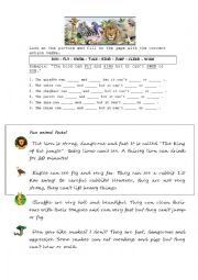 English Worksheet: Animal Abilities