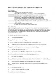 How I met your mother Episode 2 Worksheet 1 (Scenes 1 to 5)