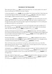 English Worksheet: The Legend of the Trojan Horse (fill in the gaps & questions)