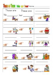 English Worksheet: These or Those with Big/Little and His/Her: 3 Worksheets! (revised)