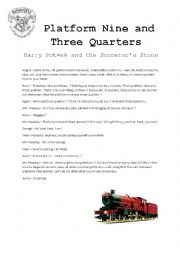 English Worksheet: Harry Potter - Platform nine and three quarters