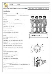 English Worksheet: Hello Goodbye - The Beatles