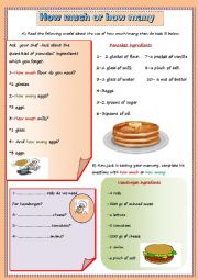 English Worksheet:  how much or how many