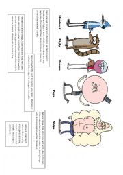 English Worksheet: Regular show, characters descriptions