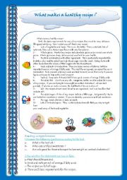 English Worksheet: what makes a healthy recipe ?