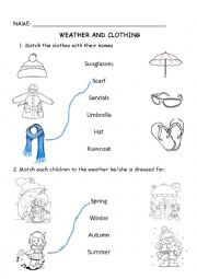 English Worksheet: Weather and clothing