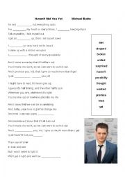 English Worksheet: Present Perfect Havent Met You Yet Michael Buble 