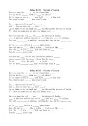 English Worksheet: Streets of London Gap Text - Ralph McTell