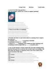 English Worksheet: Group session9th form  Smoking