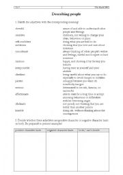 English Worksheet: Describing people 