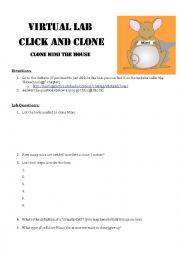 English Worksheet: Click and Clone Virtual Lab - Questions