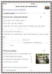 English Worksheet: At the restaurant sketch (S. Fry & H. Laurie) - test