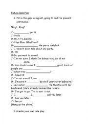 English Worksheet: Future Role Play- Will, going to and present continuous.