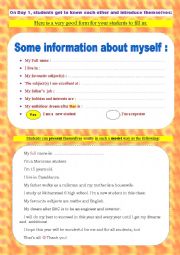 English Worksheet: Students information sheet/ form _ A very useful speaking and ice-breaking activity for day 1 