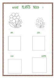 English Worksheet: WHAT PLANTS NEED B-W