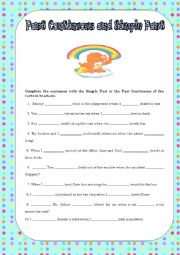 English Worksheet: PAST CONTINOUS AND PAST SIMPLE REVISION EXERCISES