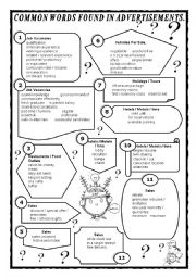 English Worksheet: COMMON WORDS FOUND IN ADVERTISEMENTS 1