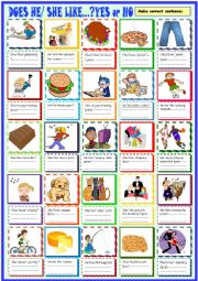 English Worksheet: Likes and dislikes : third person practice