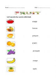 English Worksheet: Fruit