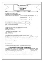 English Worksheet: End of term test N3 9TH FORM