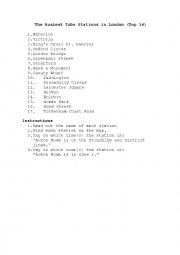 English Worksheet: The Busiest Tube Stations in London