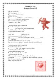 English Worksheet: You are beuatiful by James Blunt