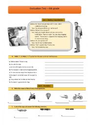 English Worksheet: English test-6th grade-Part 1