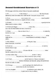 English Worksheet: Second Conditional Exercise n3