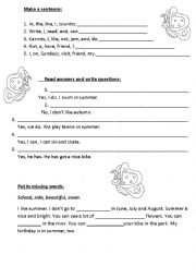 English Worksheet: Make a sentence