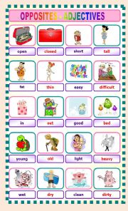 English Worksheet: Opposites - Adjectives 1/2