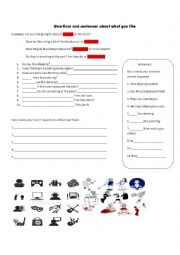 English Worksheet: Questions and sentences Like + ing