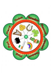 St. Patricks Day Noun Flower Puzzle with 8 Images and Words