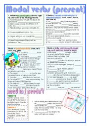 English Worksheet: modal verbs (present)