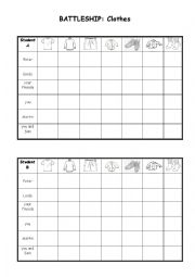 English Worksheet: battleship - Clothes