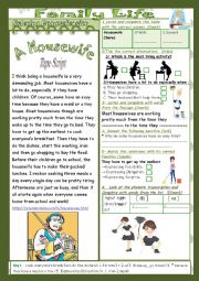 English Worksheet: Family Life (Mid Term1 Test 9th form): 2 Parts: Listening+Link+Language+Key