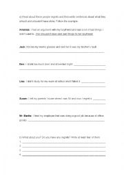 English Worksheet: Regrets - should/shouldnt have done