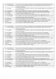 English Worksheet: NATURAL DISASTERS matching exercise