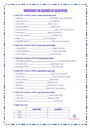 English Worksheet: Degrees of adjectives