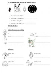 English Worksheet: Toys- Big and Small