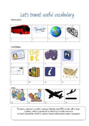 English Worksheet: Travel: useful vocabulary