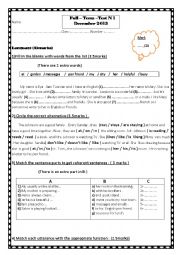 English Worksheet: End of first term test